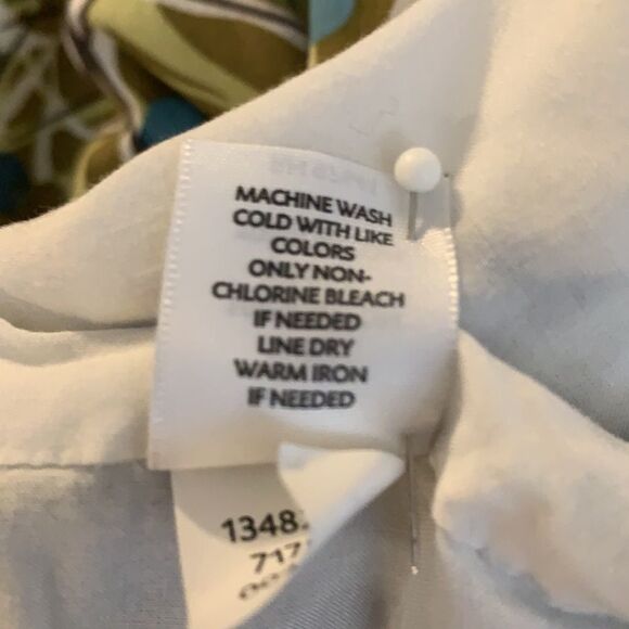 J Jill Dress Size 8 Petite Green & Blue Floral Pattern Mid Length Cuffed Sleeves - Picture 7 of 8